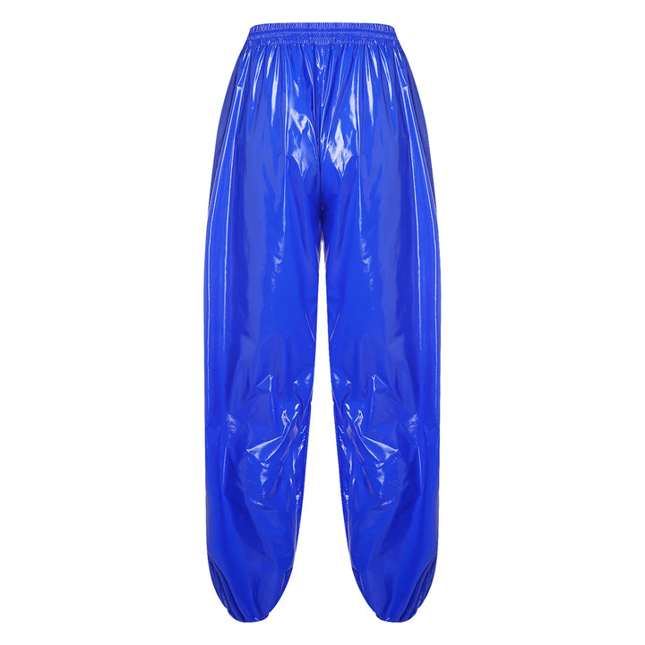 Mens Waterproof Jogger Pants Wet Look Drawstring Elastic Waistband Loose Track Pants Workout Cycling Motorcycle Biker Trousers