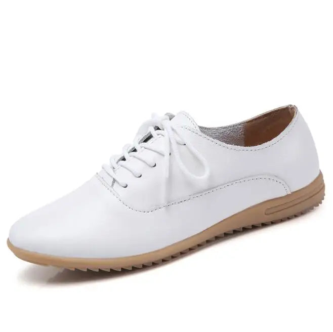 2025 New Women Flats Spring Autumn Woman Loafers Leather Female Shoes Lace up Soft Comfortable Ladies Women&