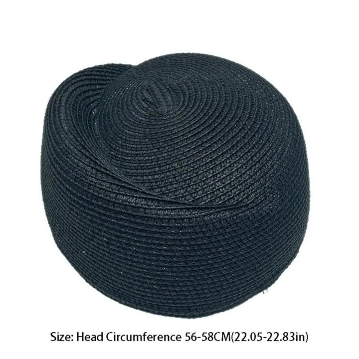 Women Elegant Straw Pillbox Hat Fedoras Classic Fedora Hat Teardrop Simple Painter Hat Beach Visor