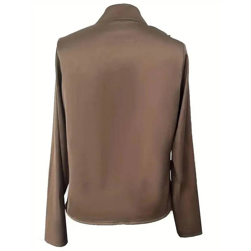 Satin Cross V Neck Women&