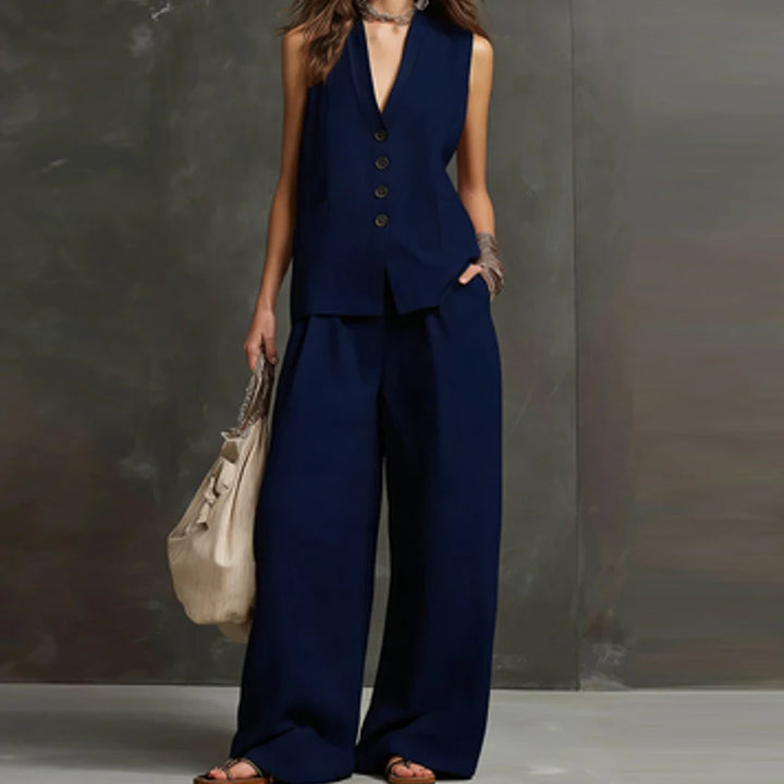 Women Linen Cotton Vest Pants Suit Women Casual Two Piece Set Office Ladies Summer 2 Piece Set Women Outfits