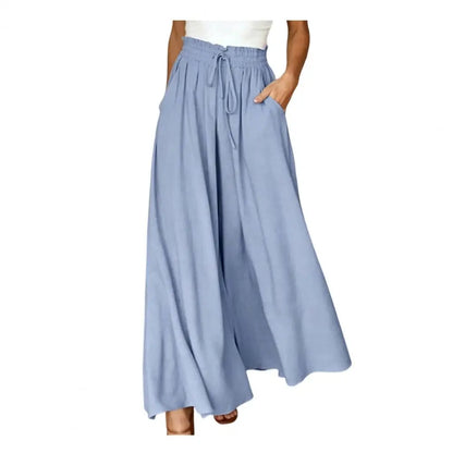 Women Pants Versatile Fit Pants Women’s Oversized Wide Leg Trousers with Pockets Adjustable Elastic Strap Long Pants Pure