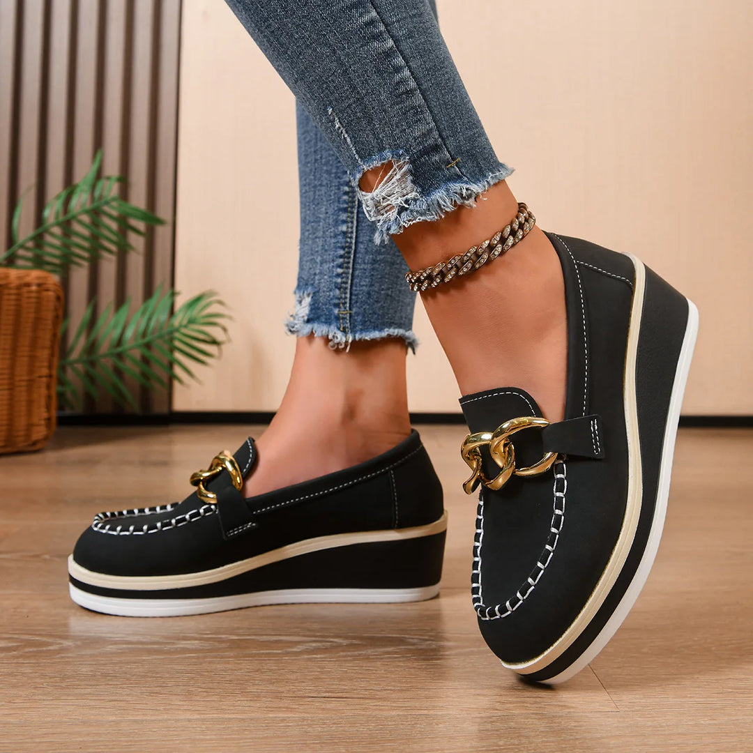 Women Platform Loafers Ladies Elegant Suede Leather Moccasins Shoes Woman Slip On Moccasin Women&