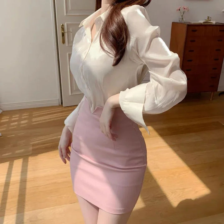 Skirts for Woman Tight Clothes Pink Office Wrap Women&