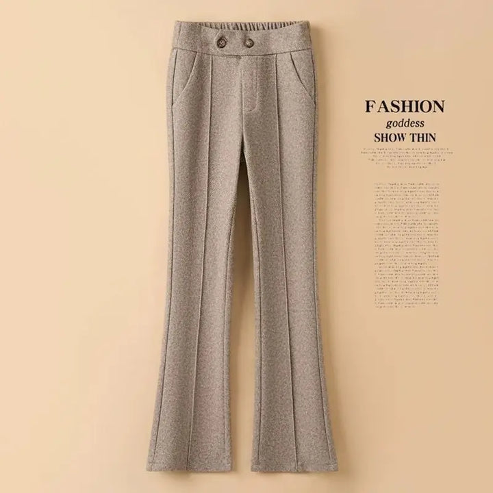 Thickened Pants for Women with High Waist Casual Wool Pants for Slimming and Versatile Loose and Fashionable Bell-bottom Pants
