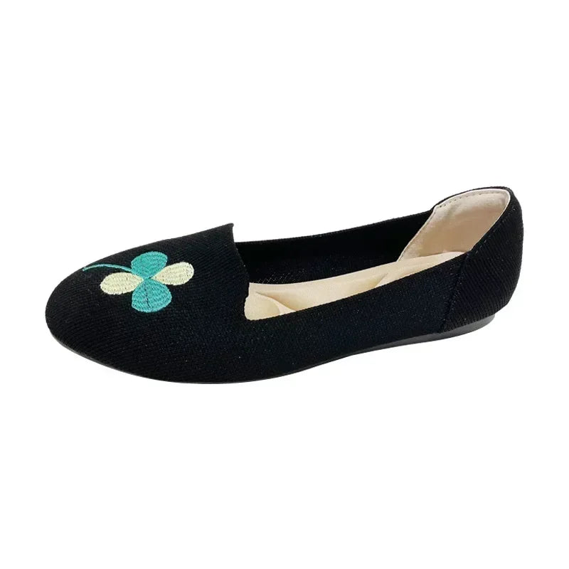 Women Flat Knitted Fashion Round Toe Women&
