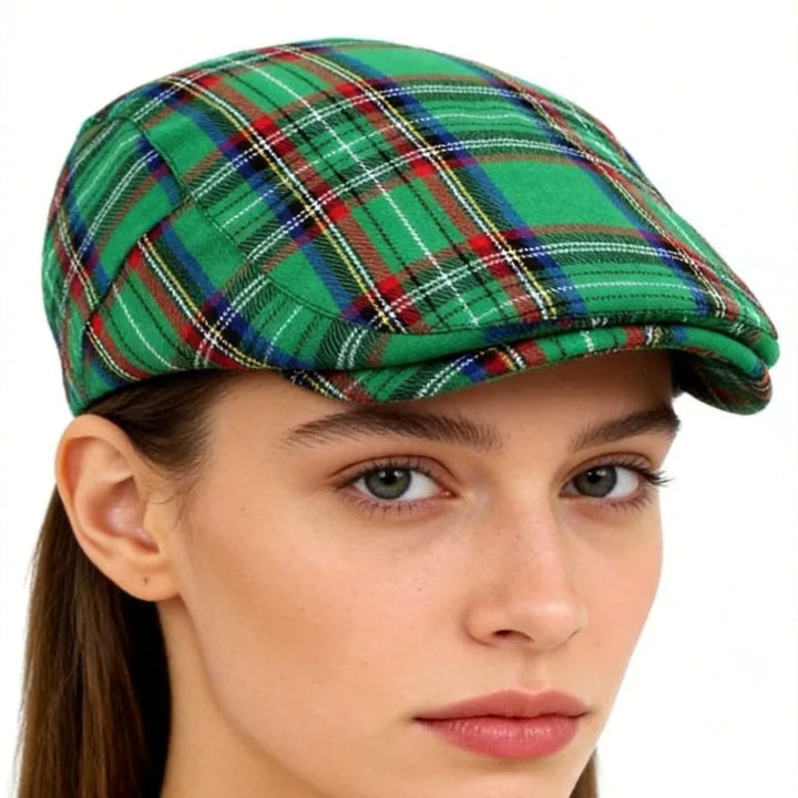 Classic British Plaid Newsboy Cap Fashion Cabbie Hat for Men Women Stylish Unisex Design Adjustable Flat Cap Hip Hop Berets