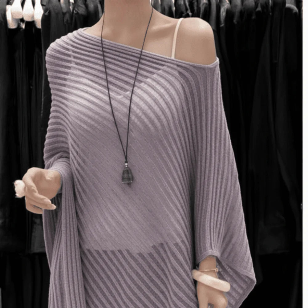 Stripe Patchwork Crochet Hollow Top Transparent Thin Sunscreen Cover Up Loose Irregular Beach Cloak Summer