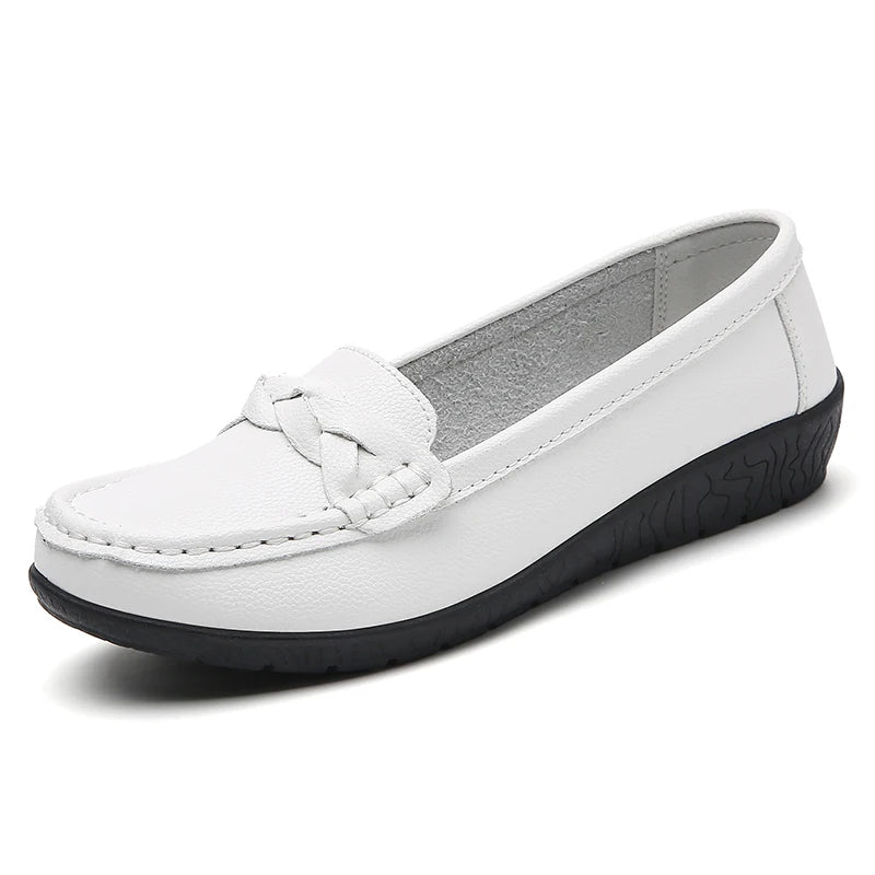 Shoes Women 2025 New Loafers Slip On Flats Leather Shoes Woman Comfortable Flat Shoes Women White Zapatos Mujer Women&