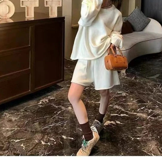 Autumn and Winter Fashion Knitted Two-piece Set Versatile Knitted Casual Suit Outer Wear