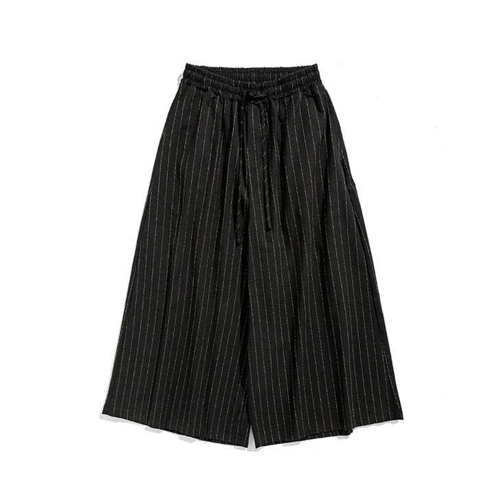 Cotton Linen Men’s Loose Wide Leg Pants Stripe Casual Jogging Trousers Men Harem Pants Fashion Japanese Streetwear Plus Size 5X