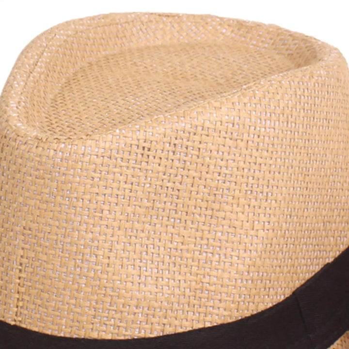 Straw Sun Hat  Casual Breathable Wide Brim Jazz Hat Sun Protection Summer Beach Hat for Travel Outdoor Vacation for Mens Womens
