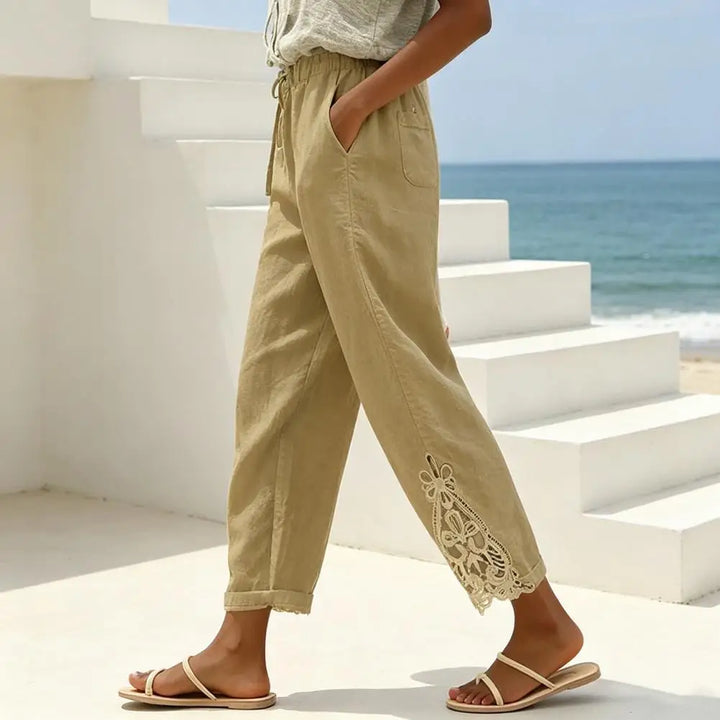 Women Pants Trousers Women’s High Waist Pants Adjustable Drawstring Waistband Trousers Loose Fit Summer Pants for Travel Work
