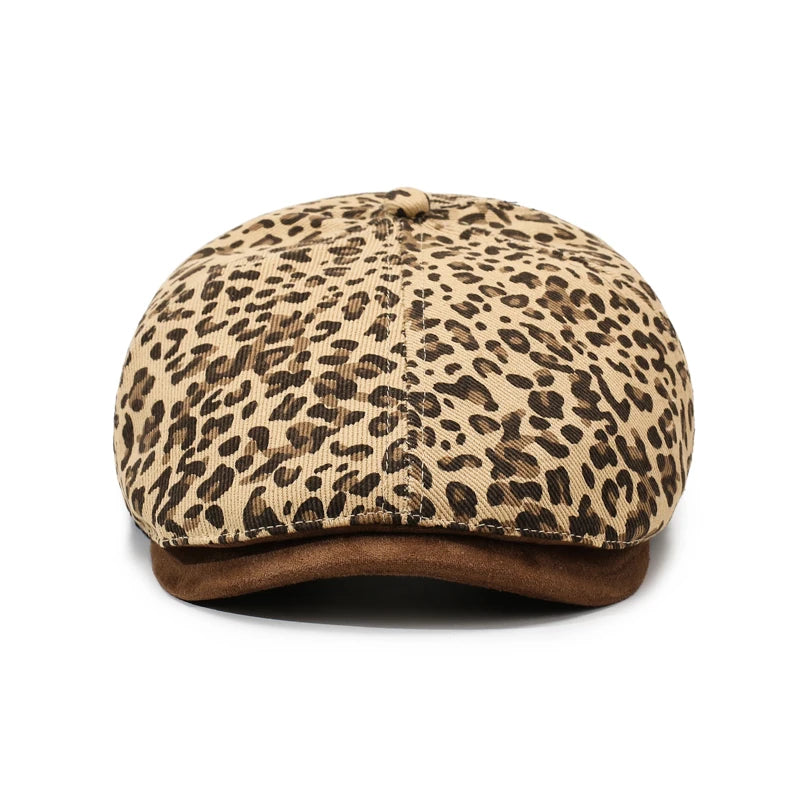 Leopard Print Newsboy Cap - New Style for Spring &amp; Autumn, American Vintage Paperboy Hat