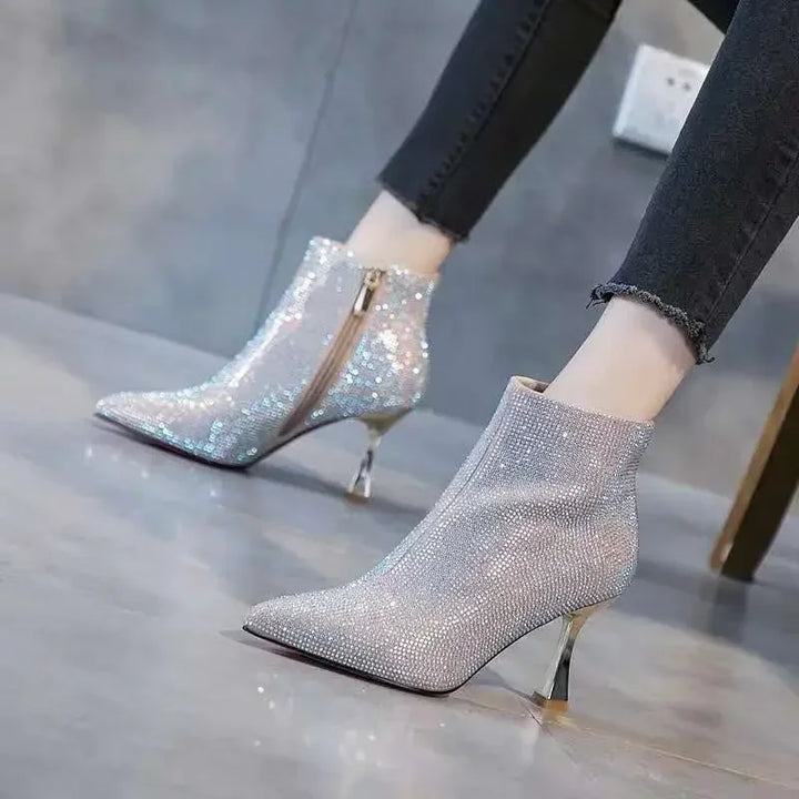 Very High Heels Heeled Female Short Shoes New In Booties Autumn Quality Chic and Elegant Large Size Warm Y2k Women&
