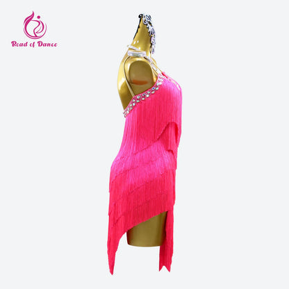 Women's Evening Dress Latin Dance Costume Party Competition Adult Prom Girls Stage Fringed Outfits Sport Suit practice Dancewear