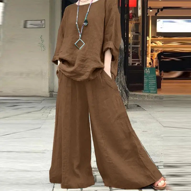 Casual Cotton Linen Set Women&