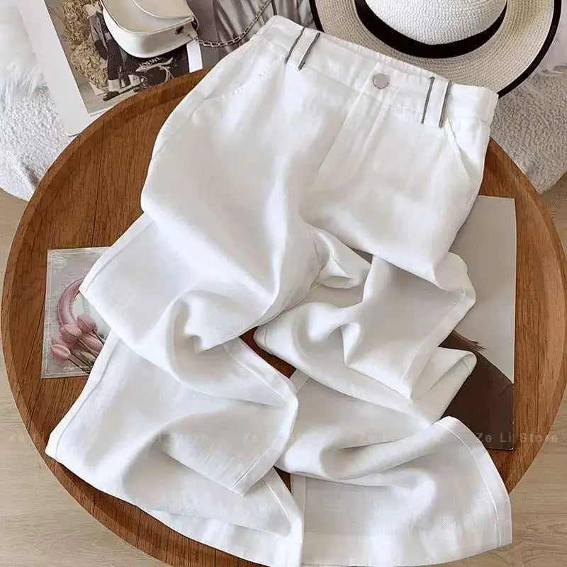 Linen Casual Straight-leg Pants Women&