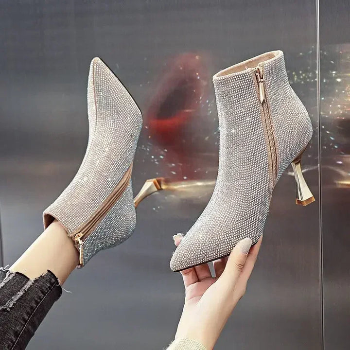 Very High Heels Heeled Female Short Shoes New In Booties Autumn Quality Chic and Elegant Large Size Warm Y2k Women&