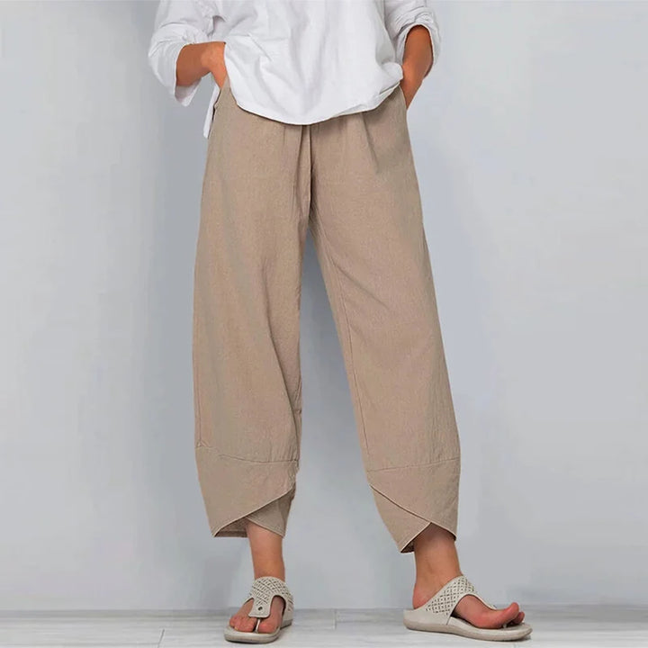 Women Summer Cotton Linen Pants Casual Baggy Harem Pants  Solid Color Elastic Waist Wide Leg Pants Female Loose Trousers  S-5XL