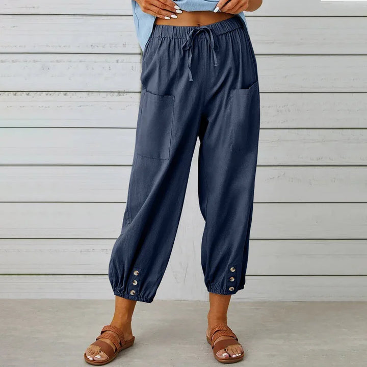Women Cotton Linen Pants 2025 Autumn Solid Color Elastic Waist Loose Straight Trousers Female Harajuku High Waist Wide Leg Pants