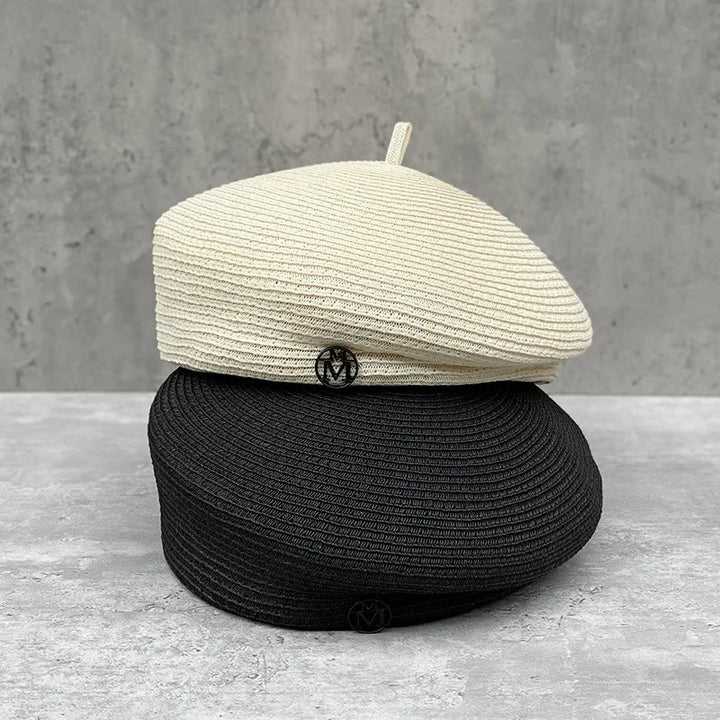 Fine Straw Fedoras Letter Beret for Women, Casual Painter Hat, Elegant and Stereotype, Retro Fashion, Summer Tourism, Wholesale
