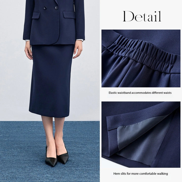 SENTUBILA Straight Skirt For Woman 2026 Autumn Solid Pleated Midi Skirt Back Slit Design Simple Women&