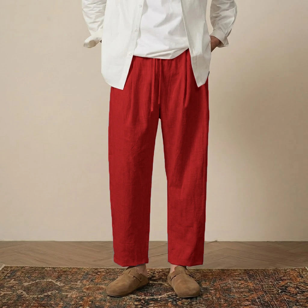 Mens Casual Cotton Harem Pants Breathable Solid Color Baggy Trousers Jogging Fitness Streetwear Work Sweatpants for Men Pants
