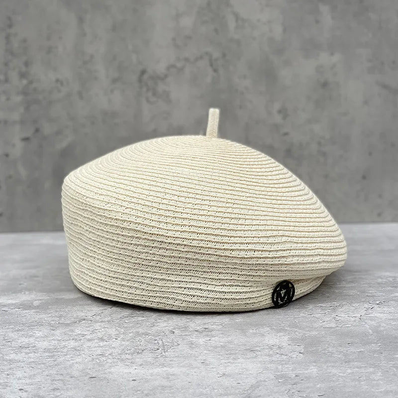 Fine Straw Fedoras Letter Beret for Women, Casual Painter Hat, Elegant and Stereotype, Retro Fashion, Summer Tourism, Wholesale