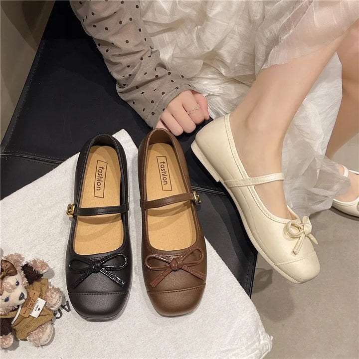 French Style Mary Jane Flats Knot Soft Bottom Fashion Single Shoes for Woman Spring Summer New Korean Version Women&