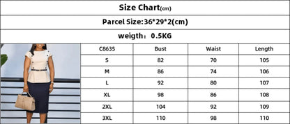 Dress Office Wear for Women Professional Skew Collar Three Quarter Sleeve Belt Waisted Sheath Package Hips Mid Calf Formal Dress