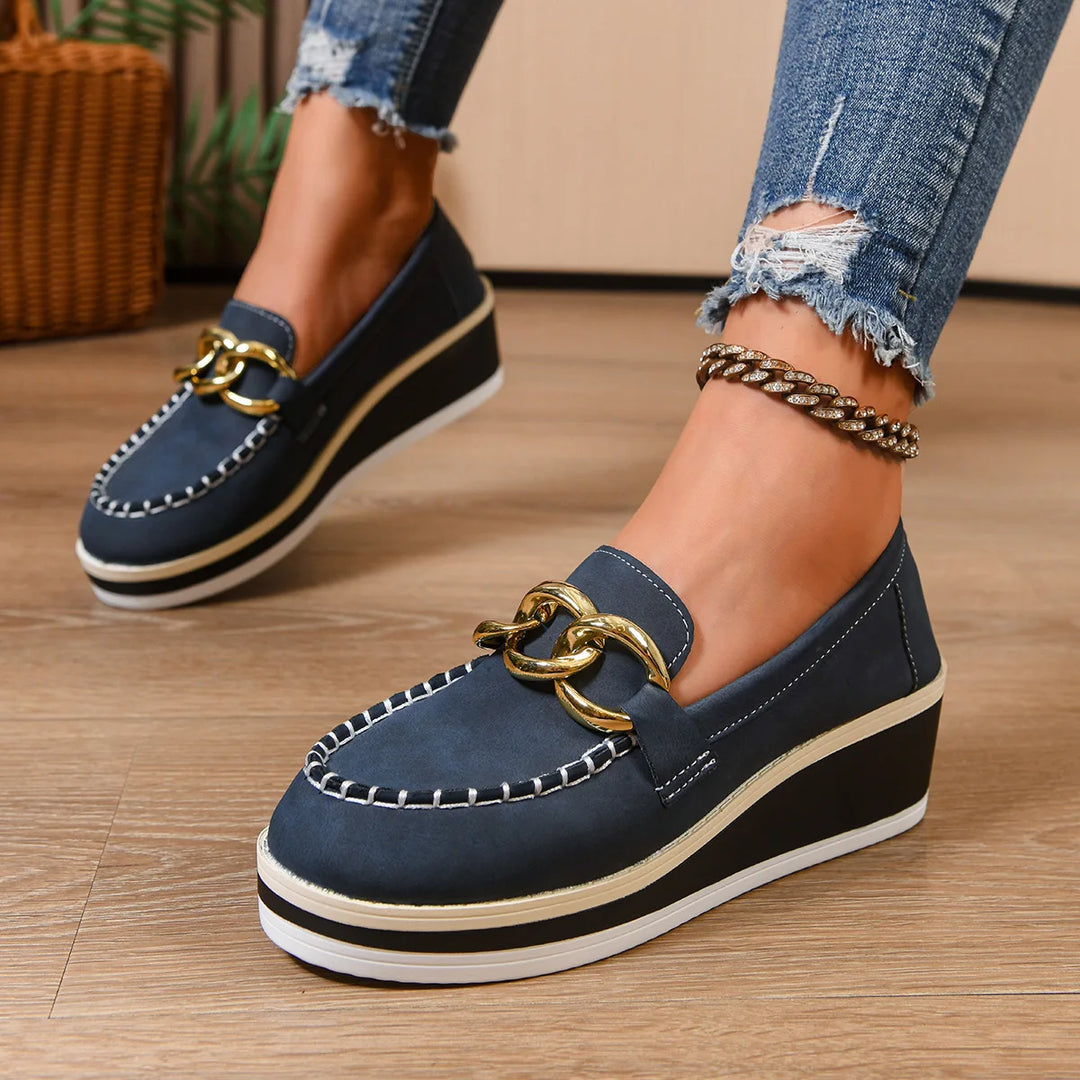 Women Platform Loafers Ladies Elegant Suede Leather Moccasins Shoes Woman Slip On Moccasin Women&