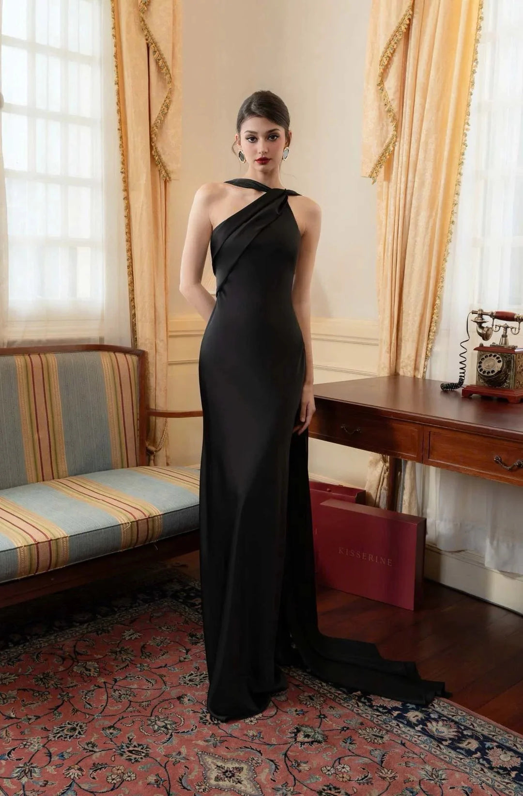 Satin One Shoulder Mermaid Maxi Dress Women Elegant Party Bodycon Slim White Evening Gown Formal Banquet Robe Female Clothing