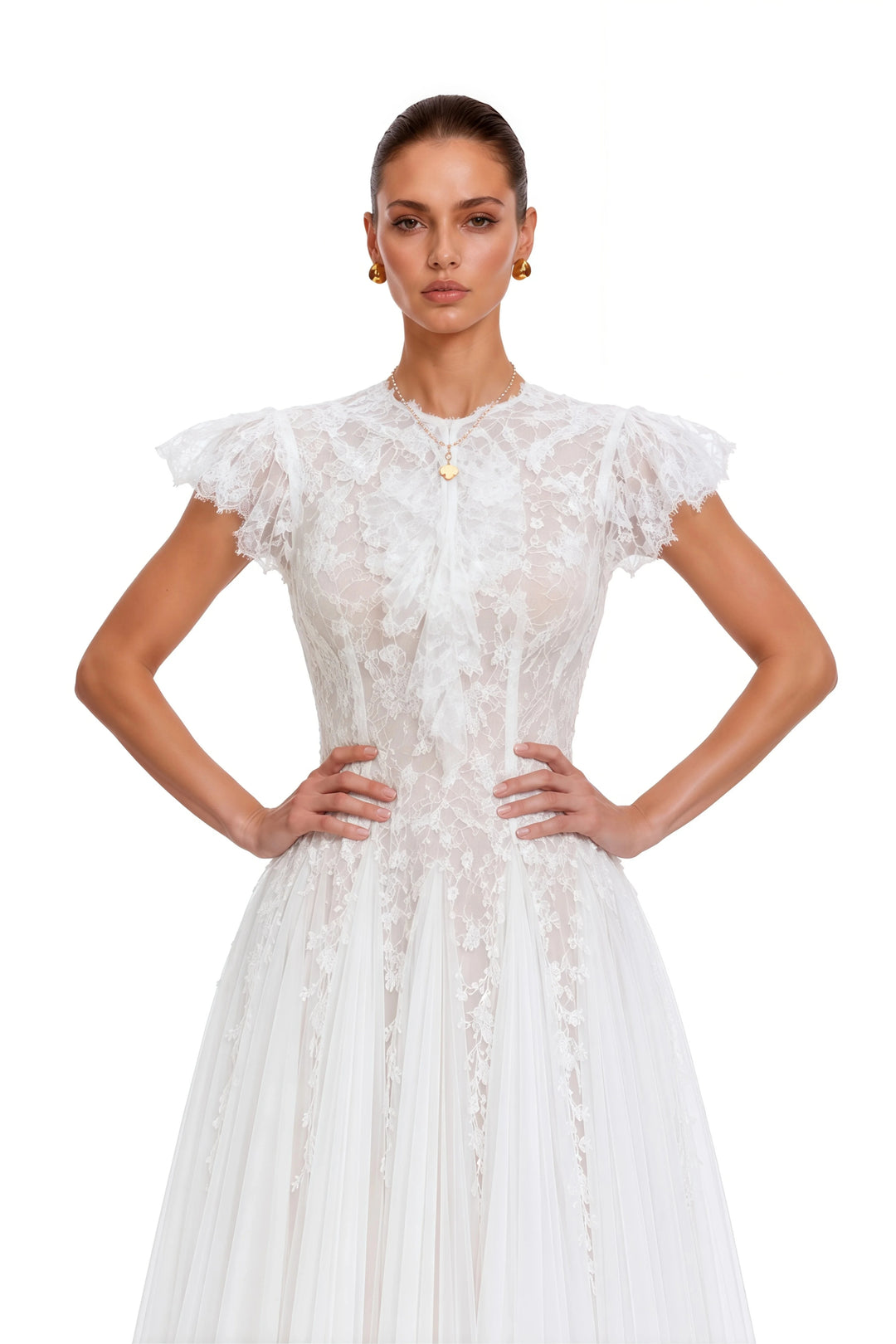 White Lace Long Evening Gown For Women Tulle A‑Line Floor Length Maxi Dress Prom Homecoming Banquet Party Gowns Custom