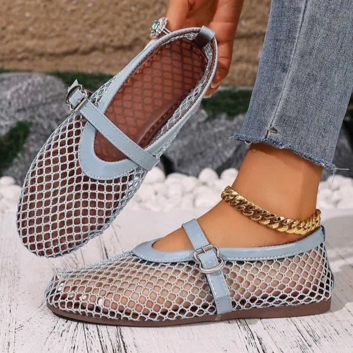 Women Mesh Ballet Flats Fishnet Ballerina Flats Comfortable Round Toe Ballet Shoes Breathable Casual Walking Shoes Zapatos Mujer