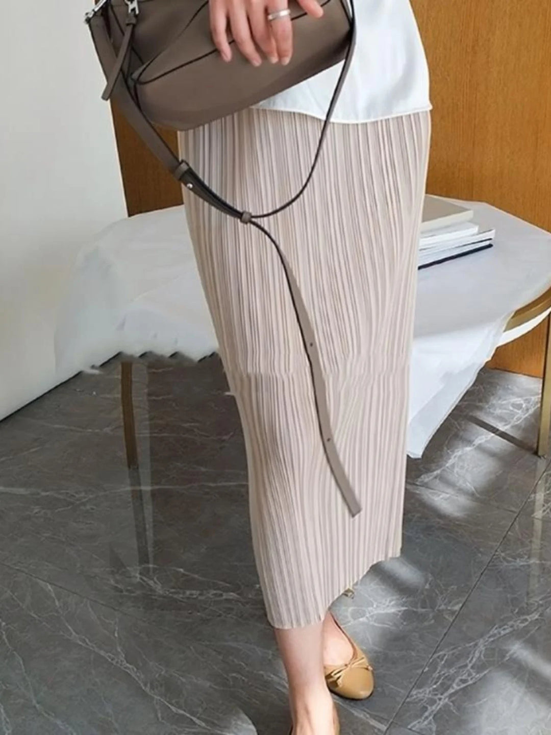 High Waist Pleated Skirt Women&