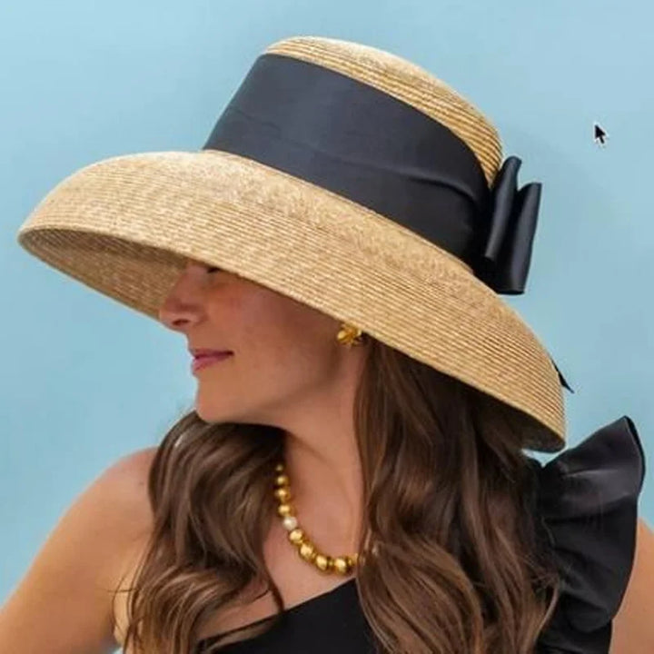 Ladies Straw Hat Sun Fedora Hats Hepburn hat Shiny European American Retro Gold Braided Female Sunshade Flat Sequins Hat gorras