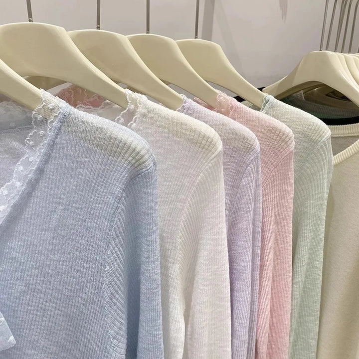 Fashion Casual All-Match Knit Short Outerwear 2026 Summer New Long Sleeve Knit Women&
