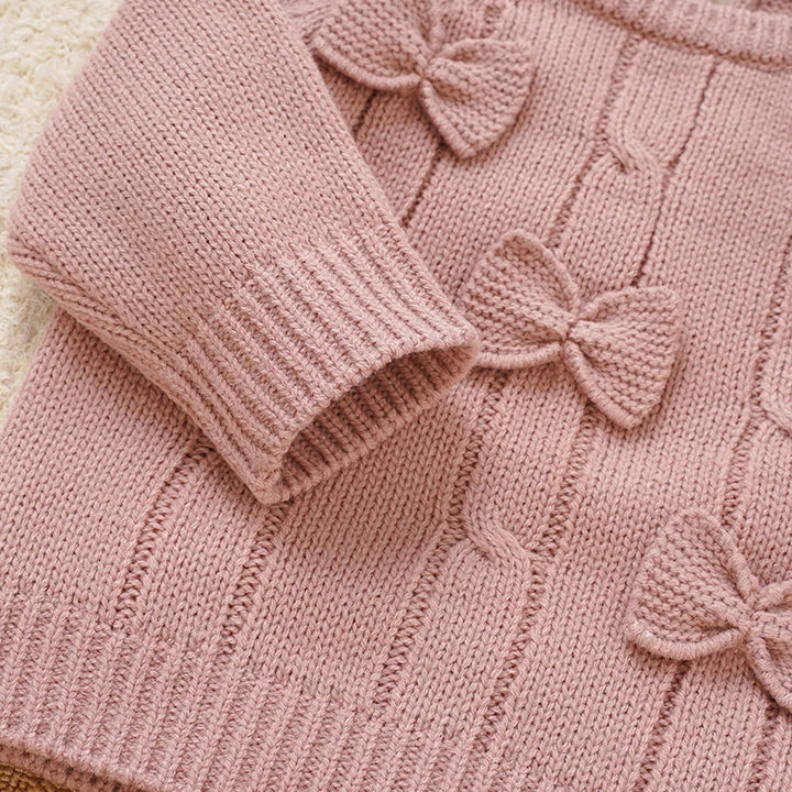 Winter Warm Knitted 2 Piece Set for Toddler Girls Cotton Full Sleeve Sweater+Trousers Outfits Pink Outwear Infant Knitwear Suits
