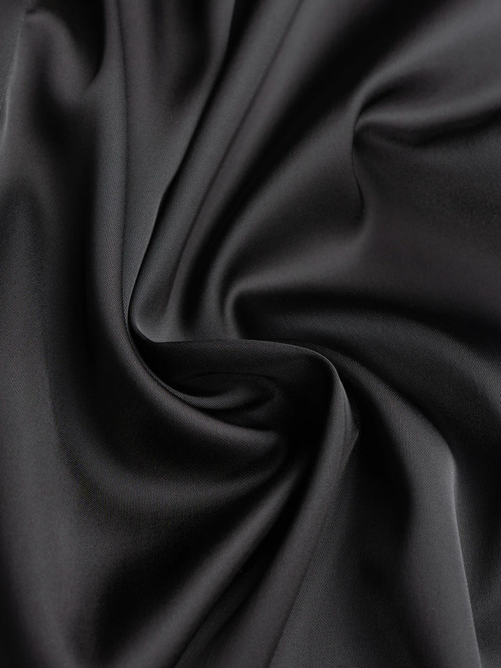 Women Midi Skirt Black Satin High Waist Ruched Drawstring Slim Pencil Skirt Elegant Office Party Casual Skirts