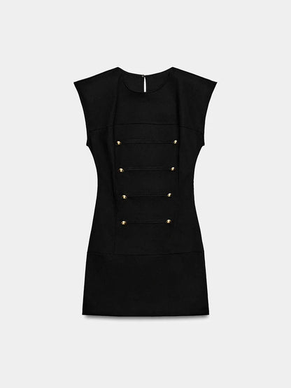 Summer New Women's Sleeveless round Neck Padded Shoulder Rope Knot Dress Short Dress Formal Occasion Party Wear Other 100%