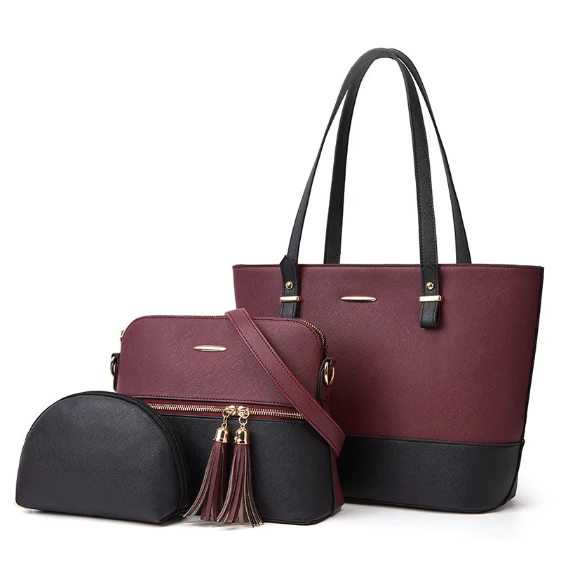 Women Handbag Set 3PCS – Fashion Tote Shoulder Crossbody Top Handle Bags