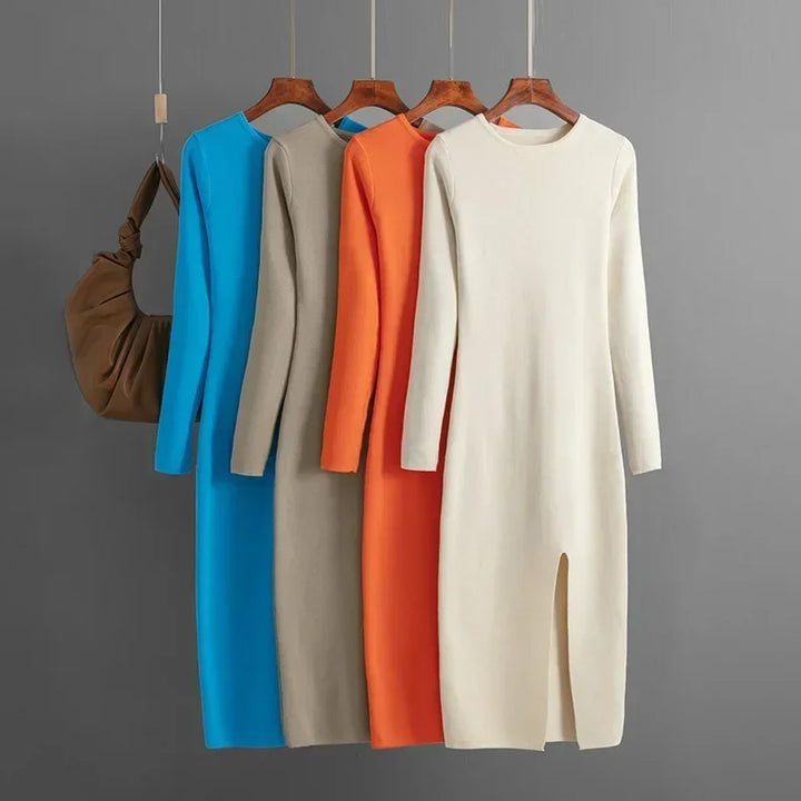 Elegant Dress Autumn Winter New Slim Fit Knitted Dress for Women Inner Wear and Outer Wear Long Sleeve Tight Hip Sweater Dress