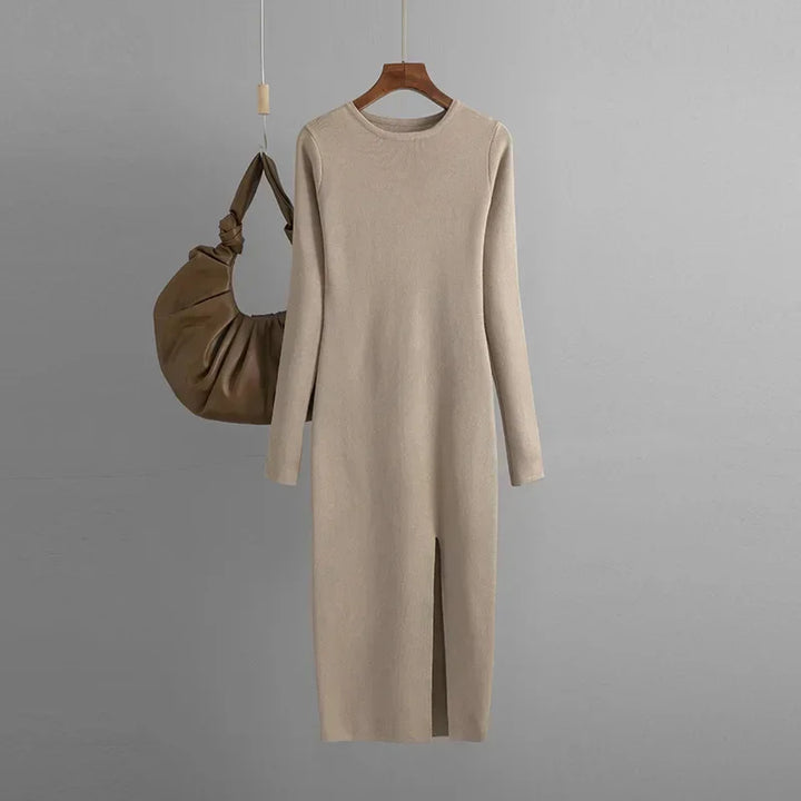 Elegant Dress Autumn Winter New Slim Fit Knitted Dress for Women Inner Wear and Outer Wear Long Sleeve Tight Hip Sweater Dress