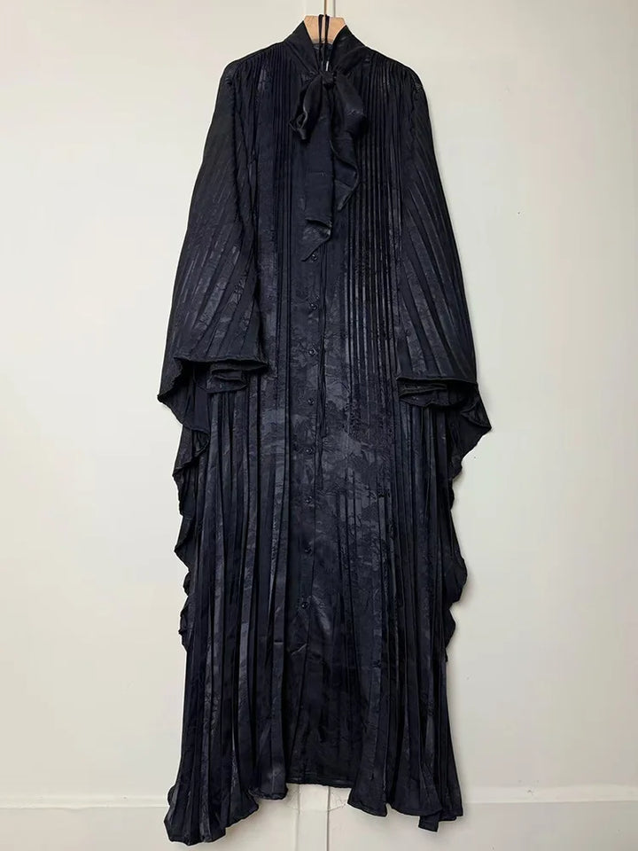 Elegant Maxi Dress Flower Print For Women Bat Sleeve Lace-up Irregular Boho Party Robe High Quality Autumn Female Fashion Skirt