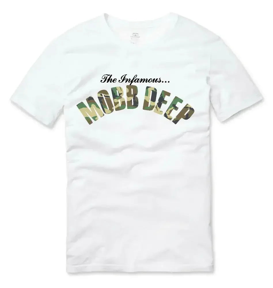 Mens Brand Fashion T-shirt Summer T Shirts Mobb Deep Mens Infamous on Red T-shirt Red Unisex Short Sleeve Male Casual Tee-shirt