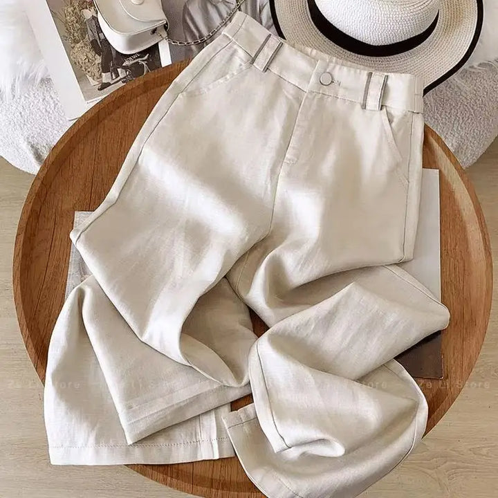 Linen Casual Straight-leg Pants Women&