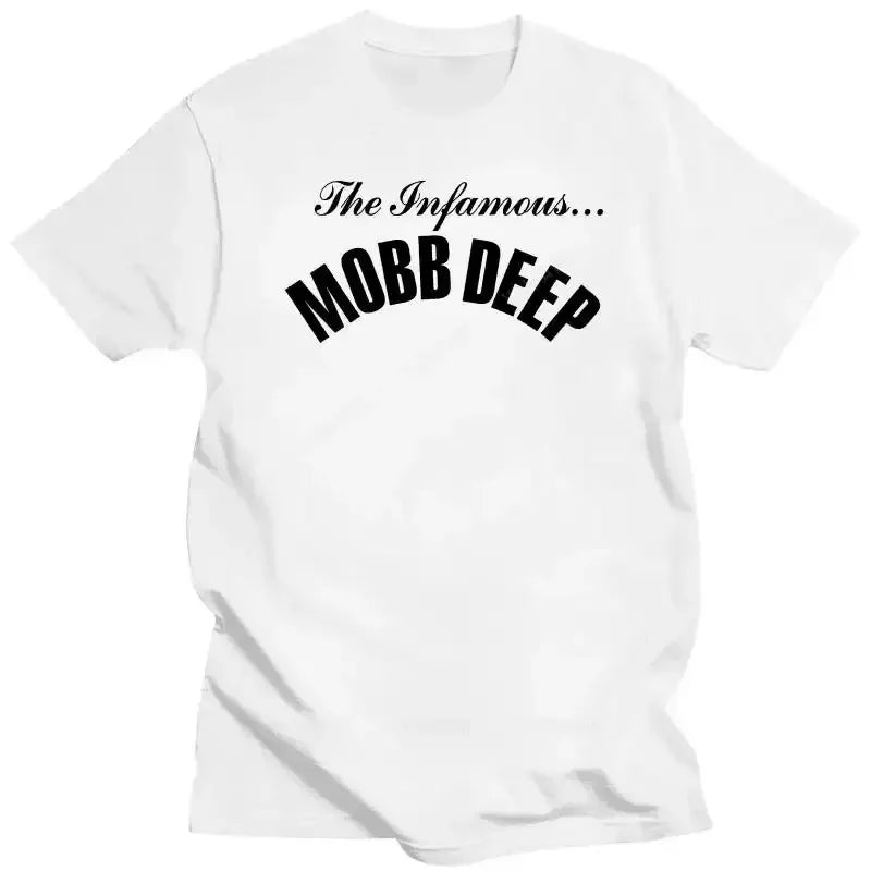 Mens Brand Fashion T-shirt Summer T Shirts Mobb Deep Mens Infamous on Red T-shirt Red Unisex Short Sleeve Male Casual Tee-shirt