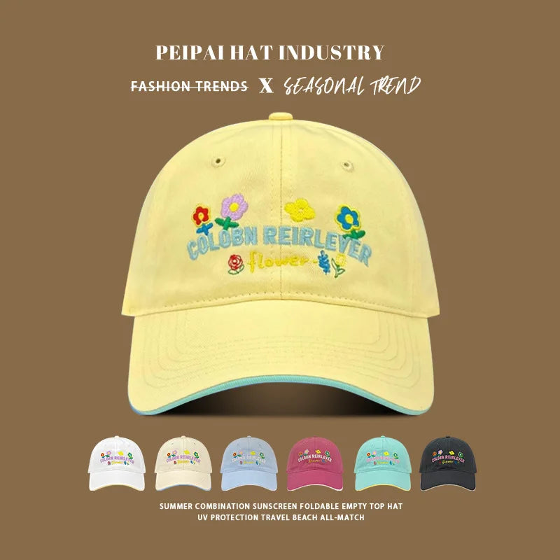 2025 New Fashion Baseball Caps for Women Embroidery Flower Sweet Girl Spring Summer Casual Hat Lovely Sun Cap y2k hats