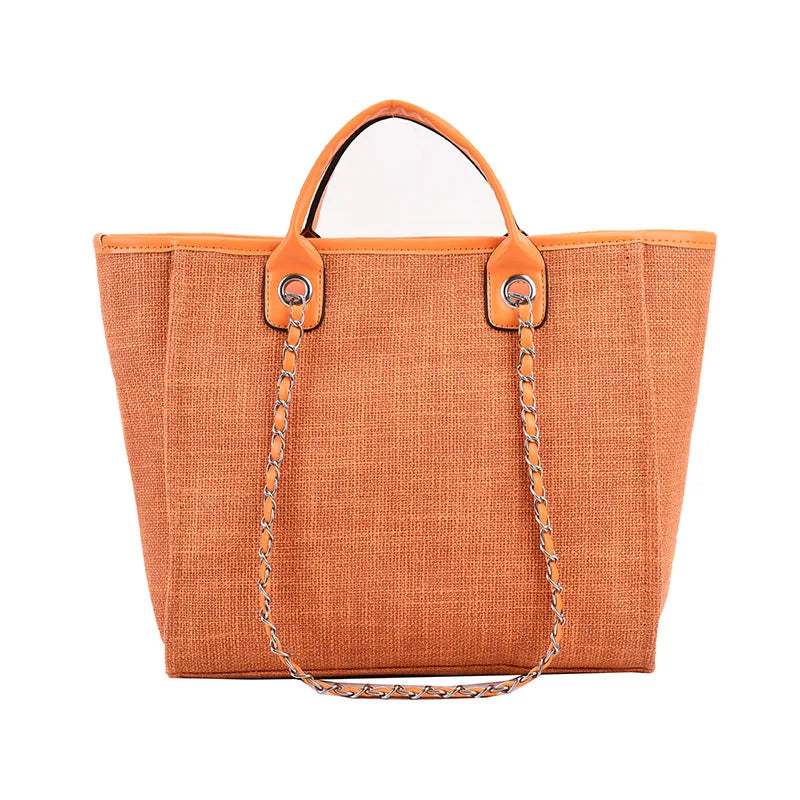 Women Tote Bags Fashion Canvas Large Capacity Handbag Casual Chains Shoulder Bags Ladies Big Messenger Bag Shopping Bag